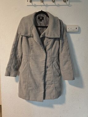 H&M Light Gray Double-Breasted Pea Coat